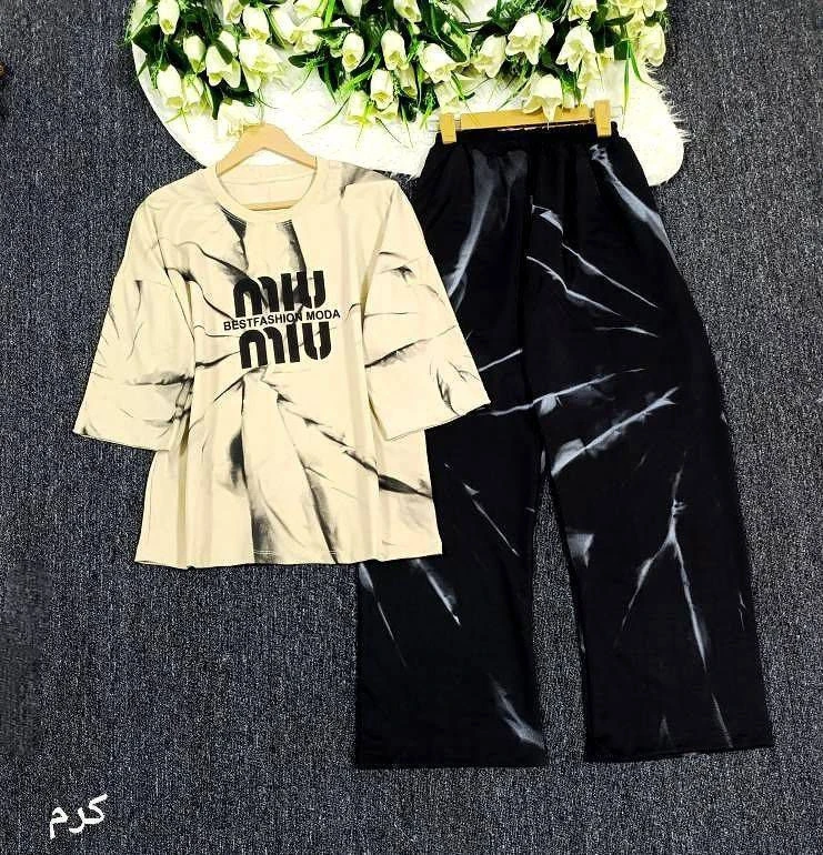 ست بلوزوشلوار اسپرت miu miu,نخ پنبه گلکسی زیبا ،باکیفیت ،