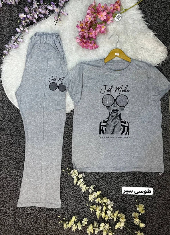ست تیشرت شلوار دختر عینکی کد 4427