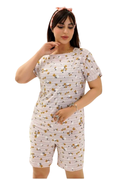 ست تیشرت شلوار‌ک زنانه نخی