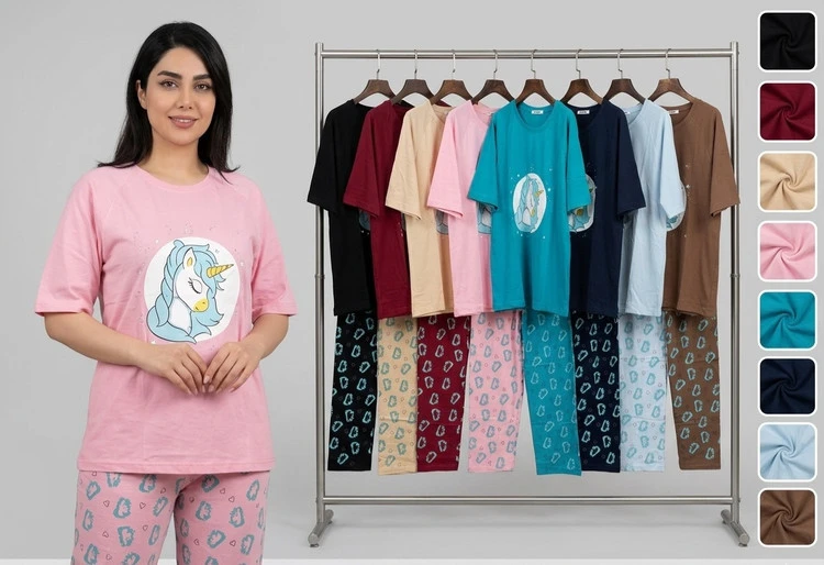 ست تیشرت و شلوار  جنس: نخ پنبه سوپر اعلاء رنگ بندی :  ۸  رنگ