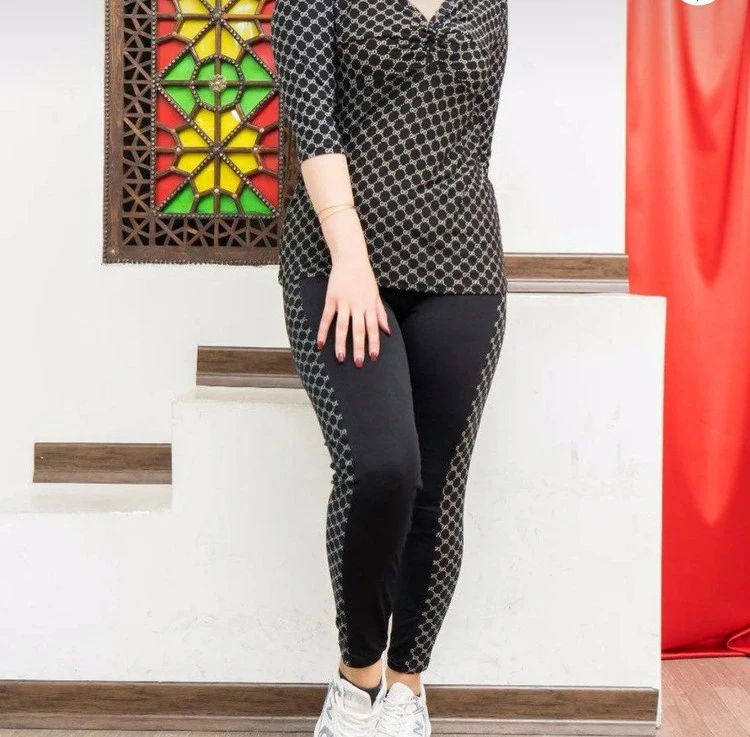 ست تیشرت و شلوار پلنگی زنانه مناسب سایز ۳۸ تا ۴۸