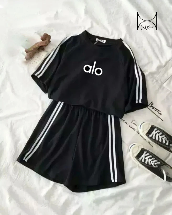 ست تیشرت و شورتک زنانه طرح alo