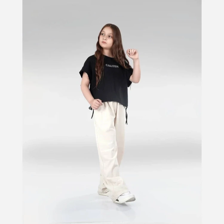 ست دخترونه کراپ و شلوار لینن