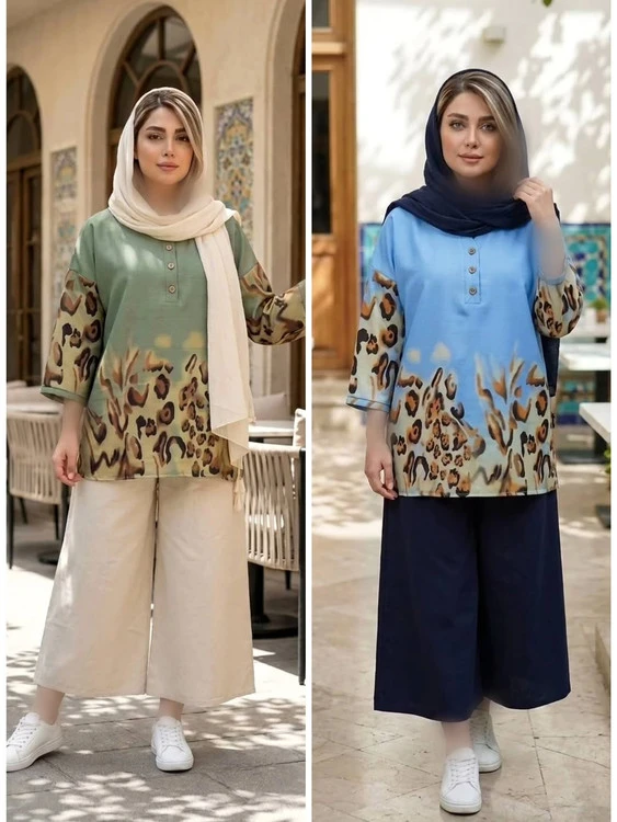 ست دو تکه مانتو و شلوار الیزابت