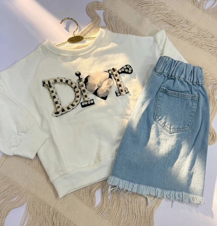 ست دو تیکه دورس و دامن دخترانه مدل DIOR