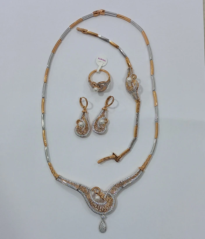 ست زنانه ژوپینگ طرح مروارید رنگ ثابت و ضدحساسیت