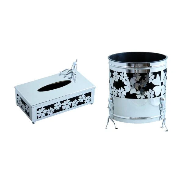 ست سطل و جا دستمال استیل مدل بهار ادمک کد S-8002380025