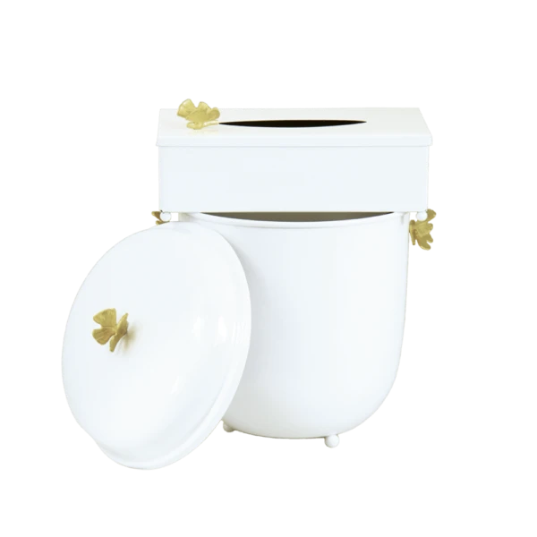 ست سطل و جا دستمال مدل پروانه سفید کد W-422413