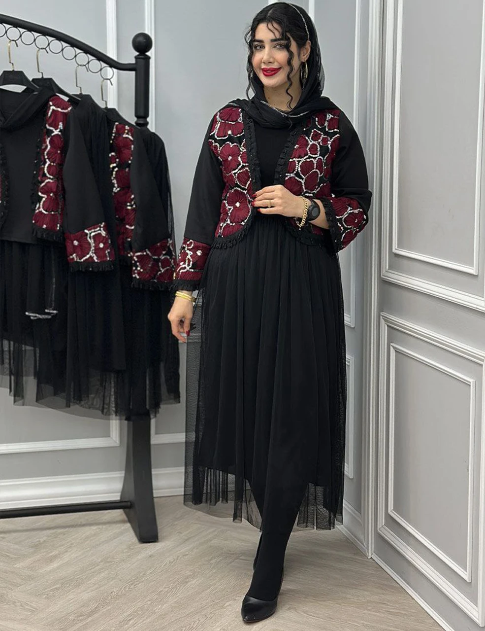 ست سه تیکه زنانه گلشن یلدایی_شیکان