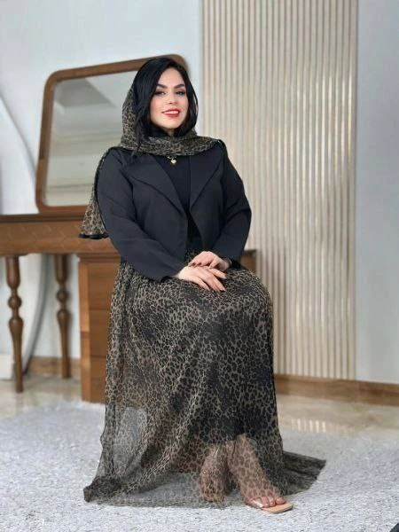 ست سه تیکه کت و دامن و شال پلنگی ترلان‌.فری سایز ۳۸تا۴۶ طبق توضیحات