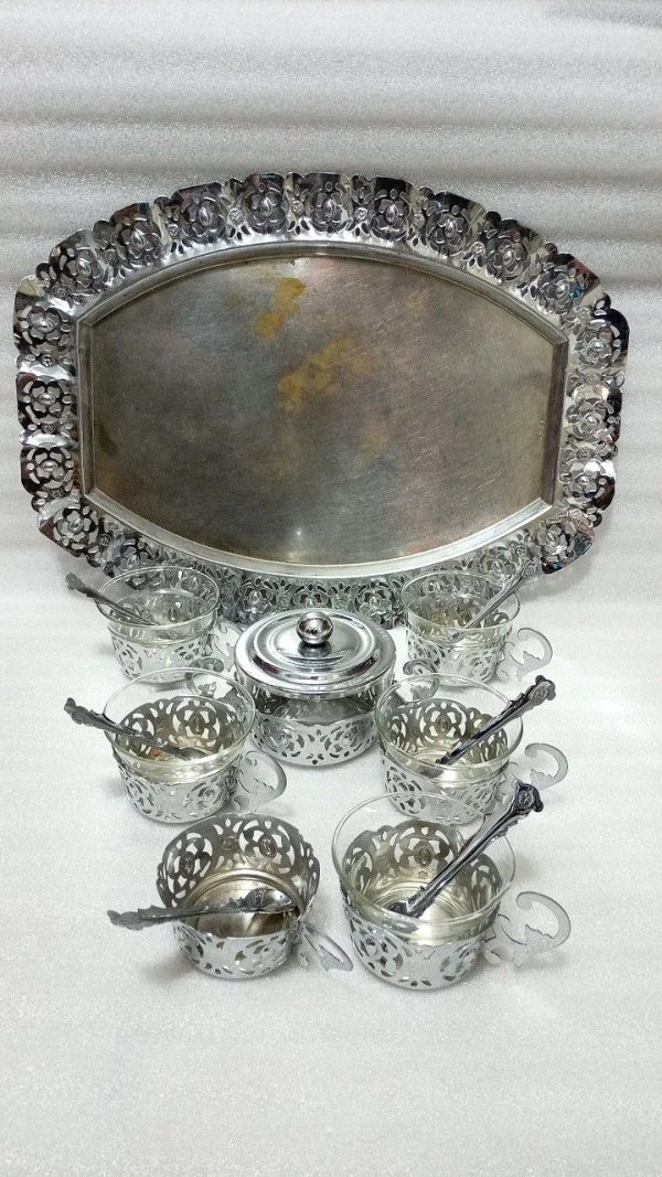 ست سینی و گالش برنجی قدیمی