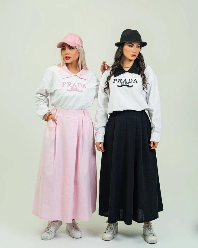 ست‌ شومیز دامن وارداتی پارچه prada