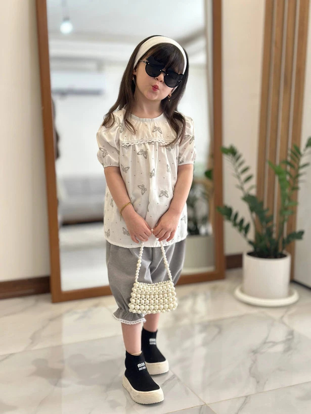 ست شومیز شلوارک دخترانه مدل پروانه