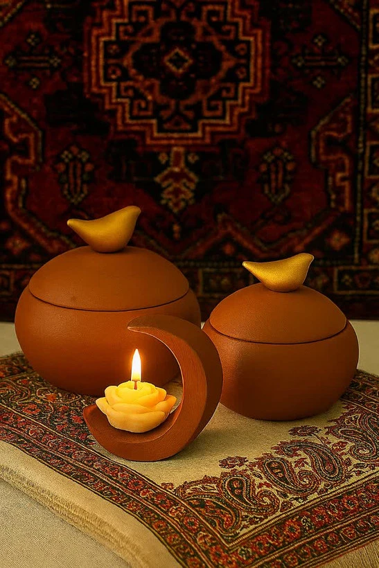 ست شکلات خوری وشمع تزئینی