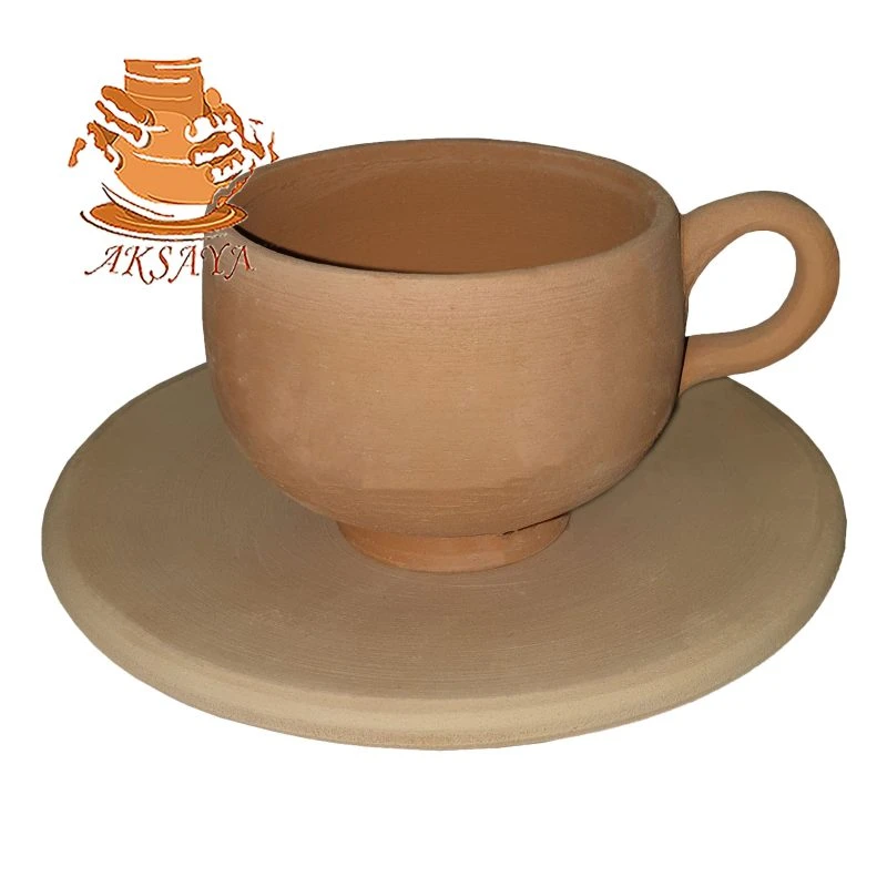 ست فنجان و نعلبکی سفالی خام