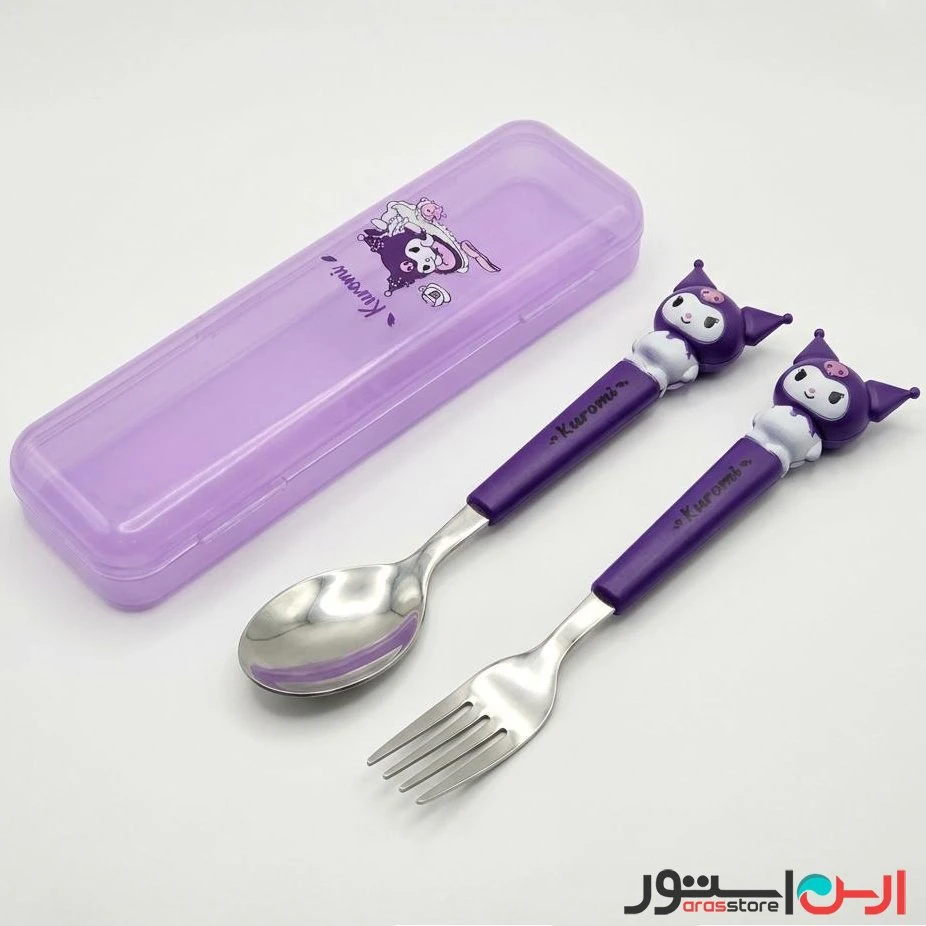 ست قاشق و چنگال کرومی جعبه دار کودک
