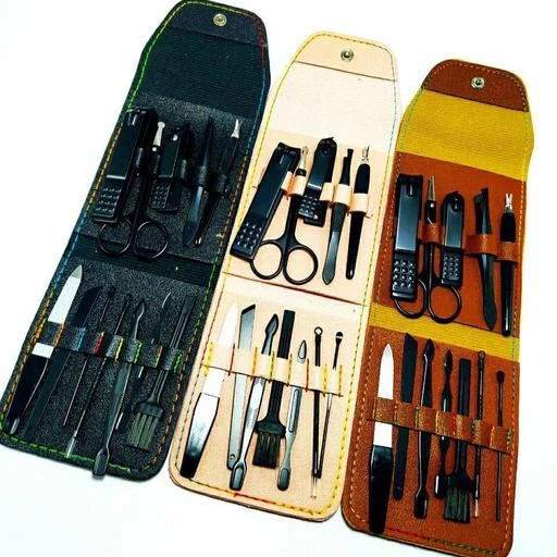 ست مانیکور با کیف چرمی سه رنگManicure Set with Leather Bag