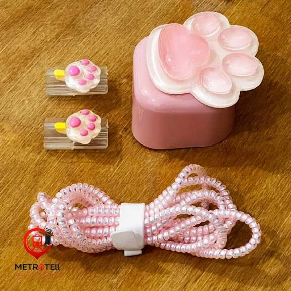 ست محافظ شارژر آیفون 20 وات طرح پنجه گربه