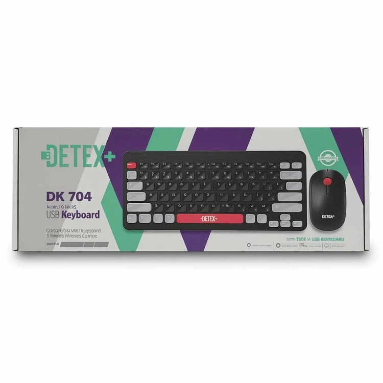 ست موس و کیبورد بی‌سیم DETEX مدل DK-704 – آزادی عمل، مصرف کم و مناسب استفاده روزانه