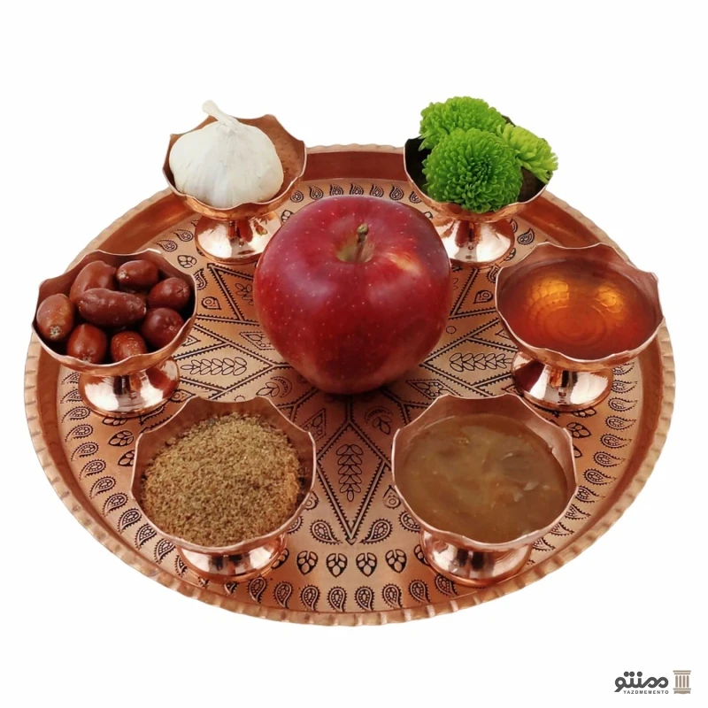 ست هفت سین پیاله و سینی مسی 7 تکه