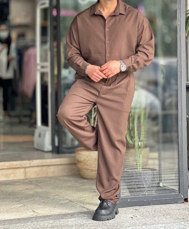 ست پیراهن شلواربگ پارچه مازراتی قواره دار و راحت