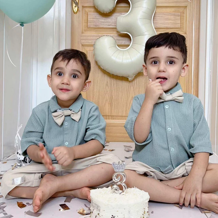 ست پیراهن و شلوارک بچگانه پسرانه مدل دوقلوها2 کد 1110