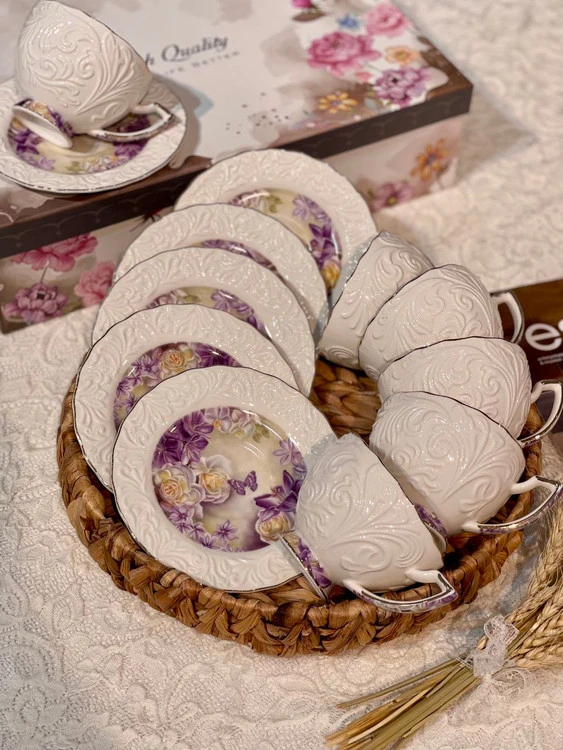 ست چای و قهوه خوری گل برجسته
