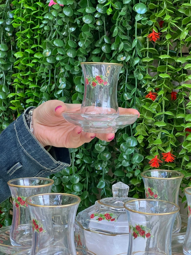 ست چایخوری گل سرخی