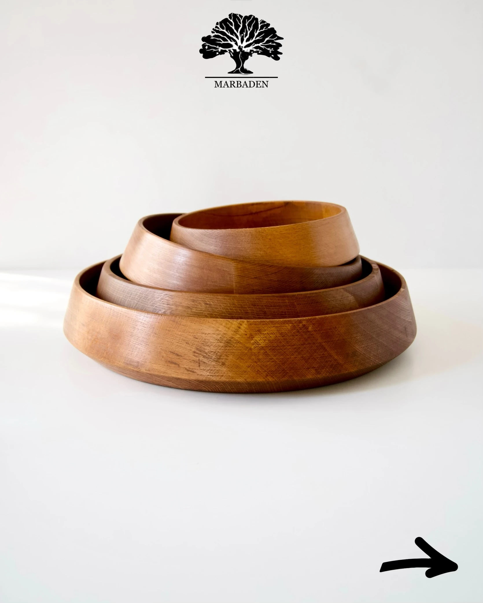 ست چهار سایز کاسه گرد الماسی (چوب راش فندقی) Rivera-4size