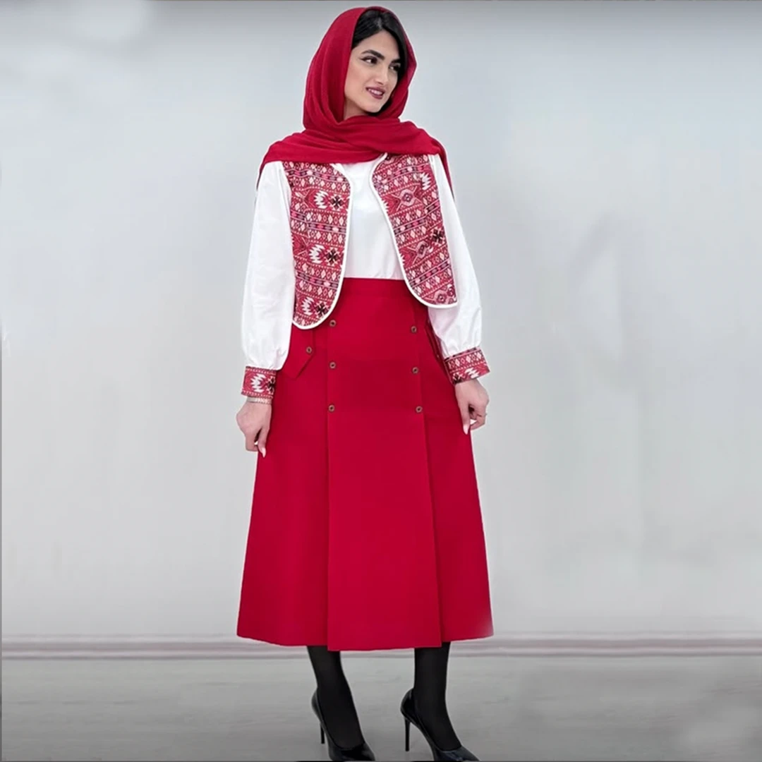 ست ژیله شومیز دامن زنانه سنتی یلدایی_شیکان