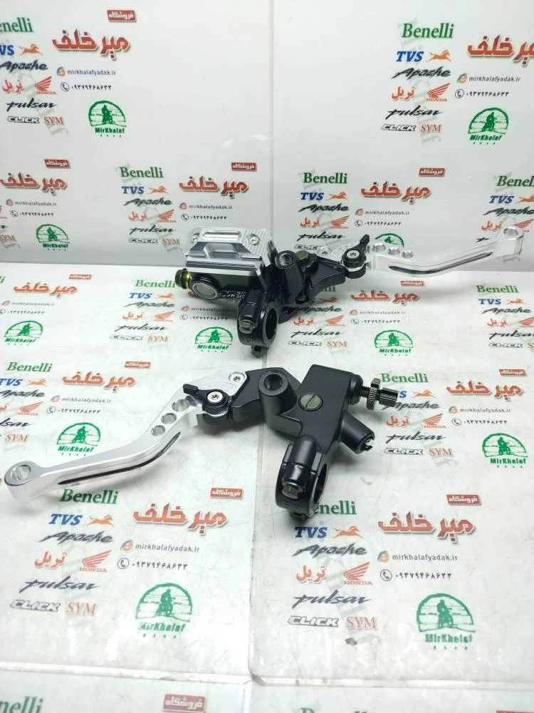ست کامل پمپ ترمز و قلوه کلاچ اسپرت رنتال cnc انواع موتورسیکلت ها استیل (نقره ای)