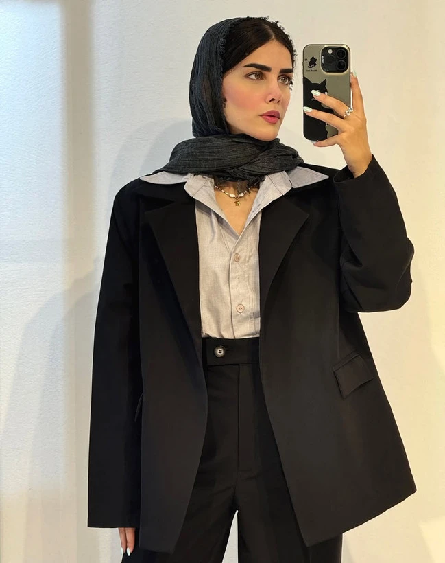 ست کت و شلوار کلاسیک زنانه کرپ
