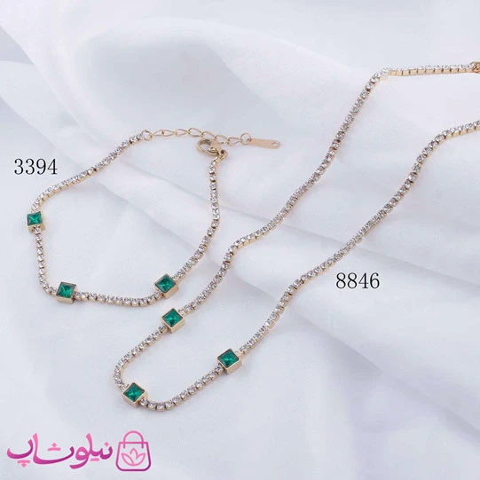 ست گردنبند و دستبند زنانه تمام نگین