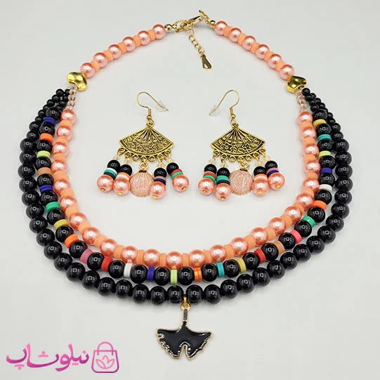 ست گردنبند و گوشواره زنانه دستساز برند N&SH مدل سرخپوستی کد 550