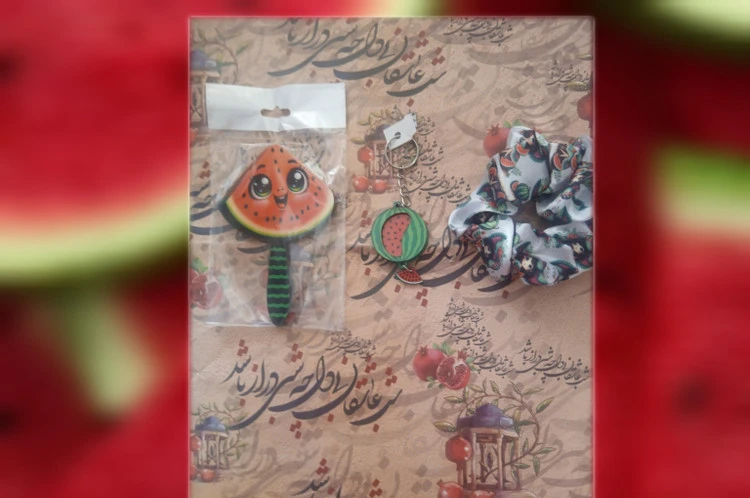 ست یلدایی 3 تیکه ،کش اسکرانچی ، جا کلیدی و آینه