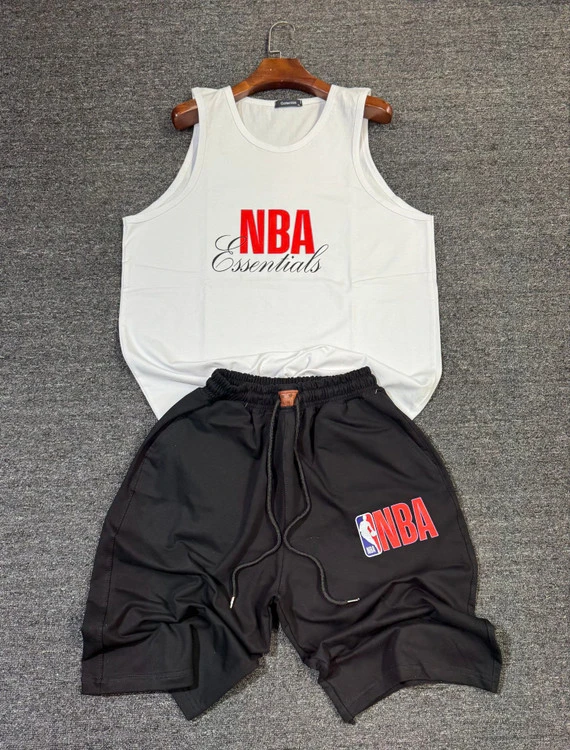 ست ۴ فصل اسپرت تاپ و شلوارک طرح NBA بالا تنه پنبه شلوارک گلکسی گرم بالا