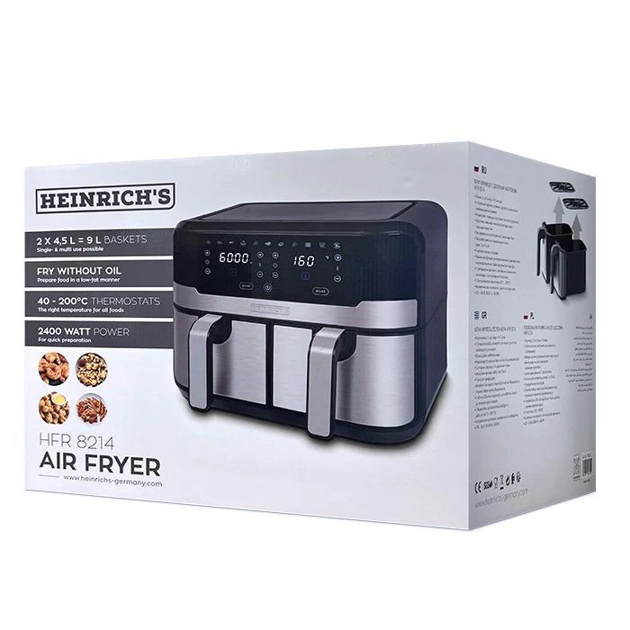 سرخ کن دو قلوی رژیمی هنریچ مدل HFR 8214 Heinrichs HFR 8214 twin AirFryer