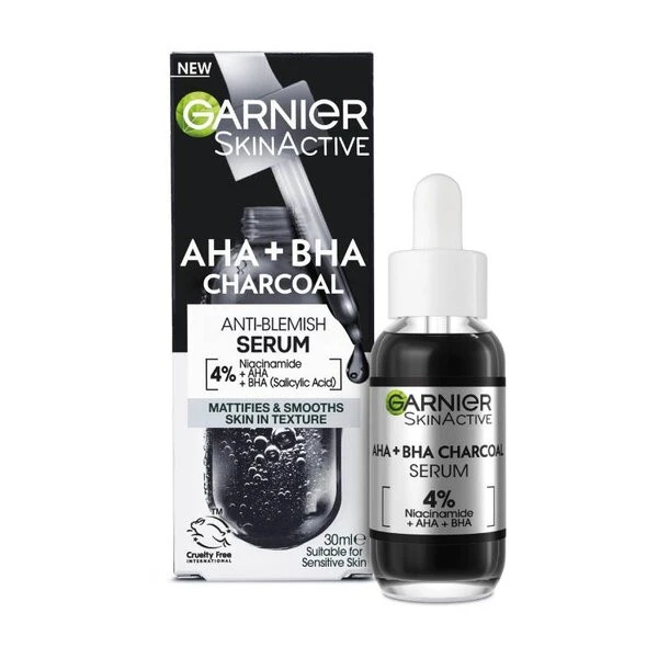 سرم ضد جوش و لایه‌بردار زغال گارنیه (Garnier) مدل Pure Active حاوی AHA و BHA - حجم ۳۰ میلی‌لیتر ‌
