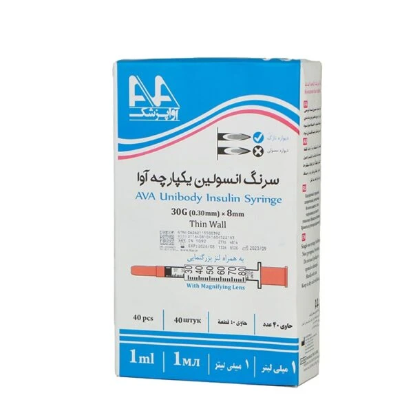 سرنگ انسولین 1 سی سی یکپارچه آوا(بسته 10 عددی)