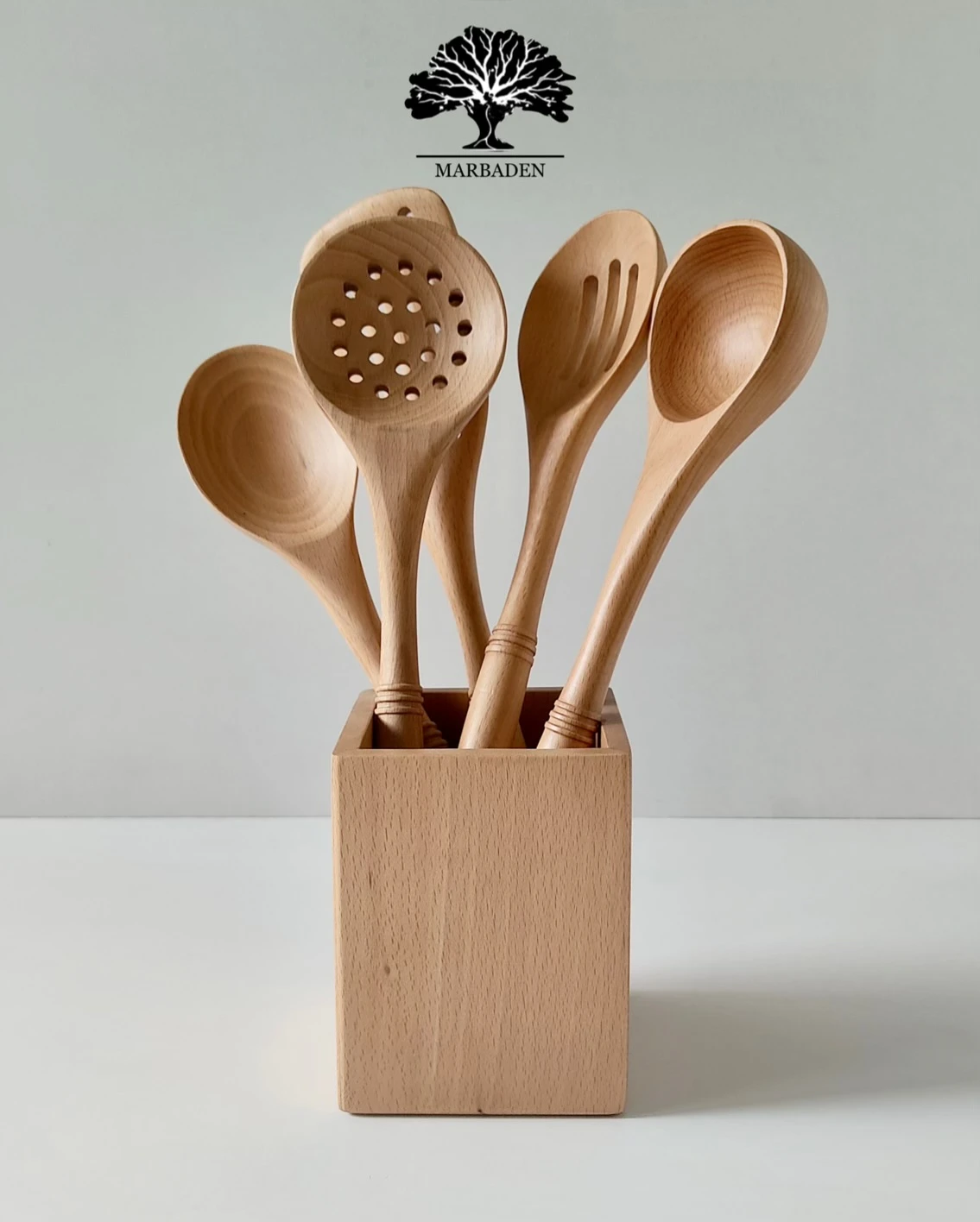 سرویس 6 پارچه کفگیر و ملاقه چوبی دستساز (چوب راش) Set-prime
