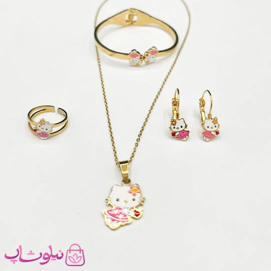 سرویس بدلیجات کودکانه دخترانه مدل هلوکیتی صورتی کد 333