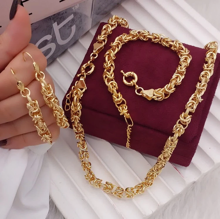 سرویس حلقه‌ای ضخیم زنانه برند شین با آبکاری طلای ۲۴ عیار (۳ مدل نما طلا)