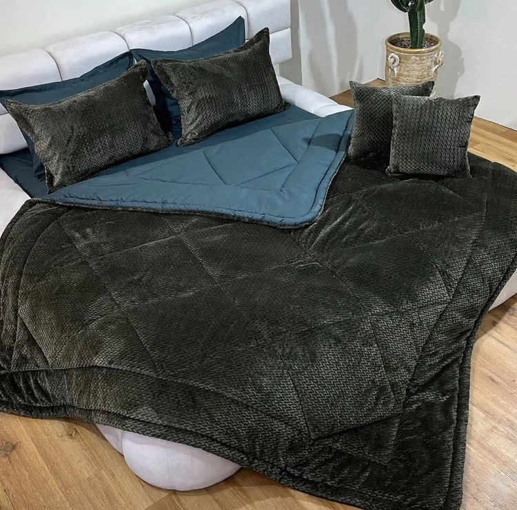 سرویس روتختی مخمل سوزنی دونفره رنگ قهوه ای سوخته