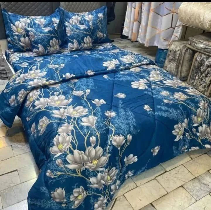 سرویس روتختی میکرو نخ طرح گل زمینه ابی