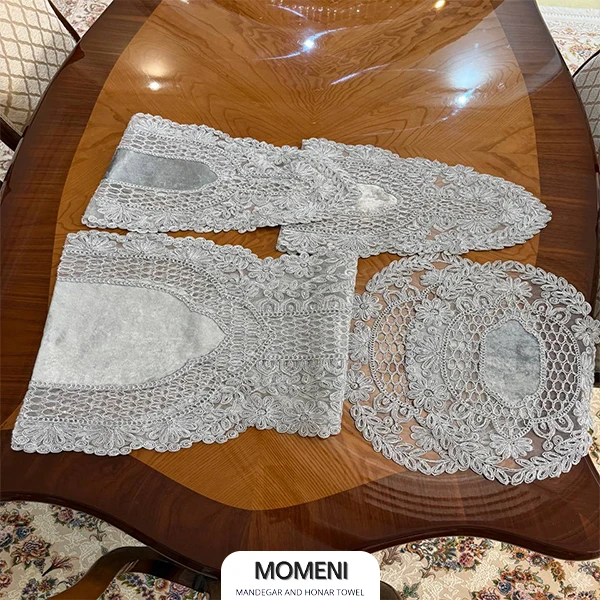 سرویس رومیزی پنج تیکه دانتل مخمل تور ترک
