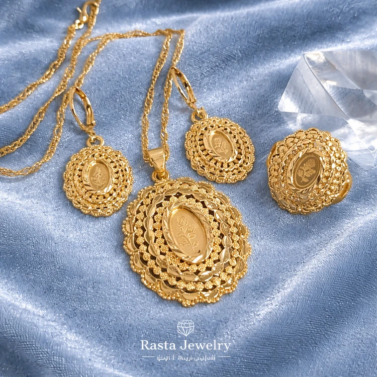 سرویس زنانه طرح گل بیضی طلا روس