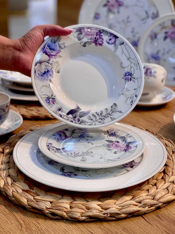 سرویس غذا خوری شش نفره 30 پارچه purple flower وارداتی gupan