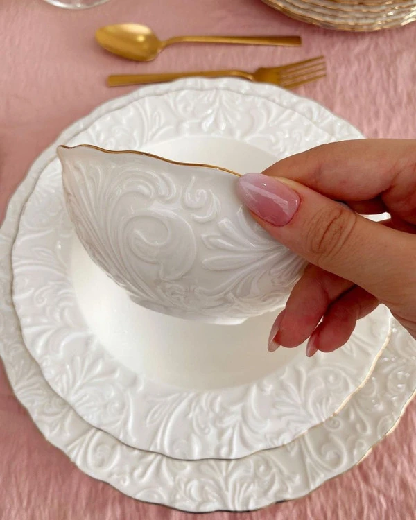 سرویس غذا خوری گل برجسته 6 نفره 26 پارچه ipek ایپک ترکیه