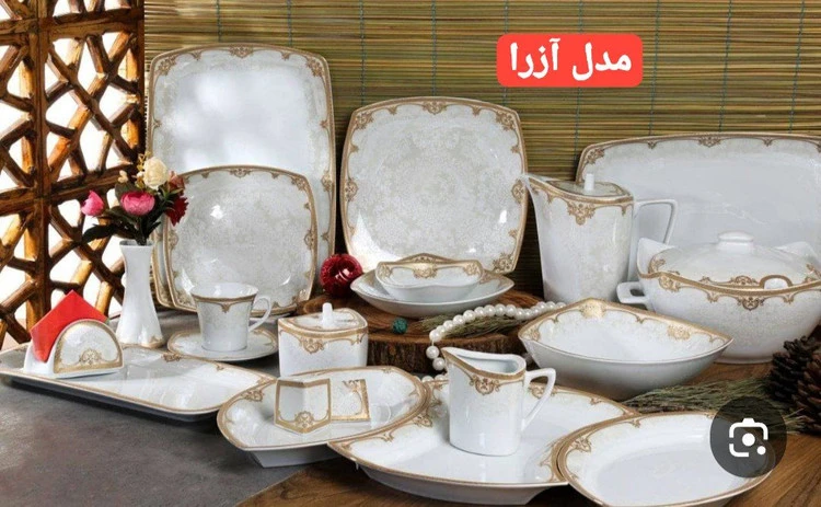 سرویس غذاخوری 12 نفره 104پارچه چینی پردیس مدل آزرا