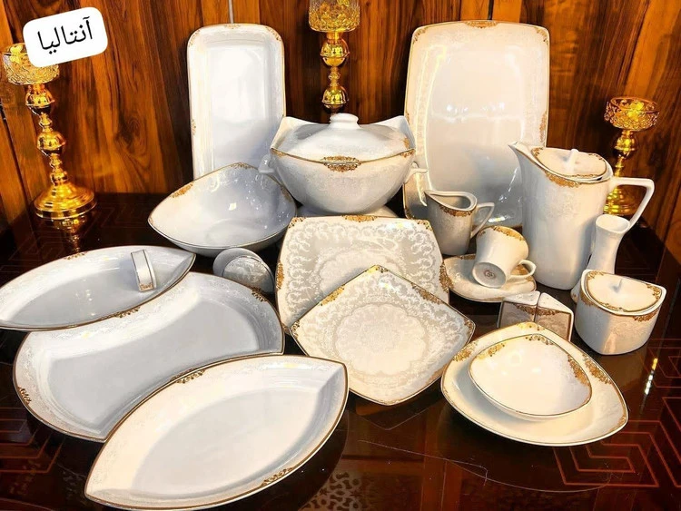 سرویس غذاخوری 12 نفره 104پارچه چینی پردیس مدل آنتالیا